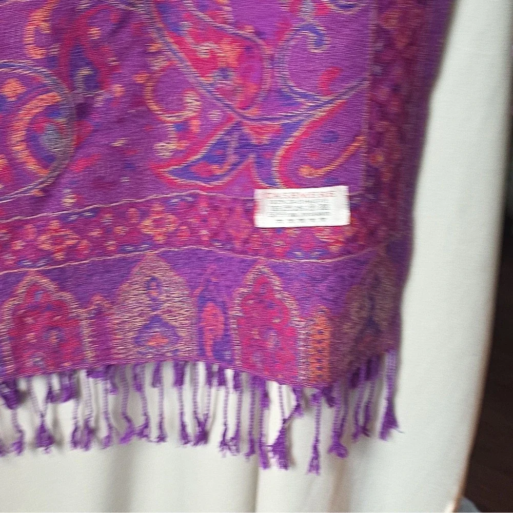 Gift From Jerusalem 100% Cashmere Purple Paisley Scarf/shawl with Fringe